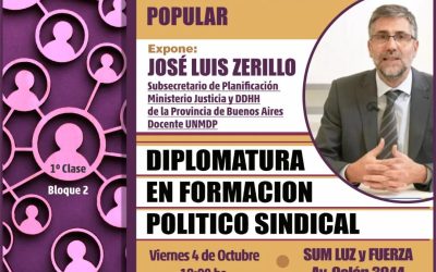 Con la disertación del Dr. José Luis Zerillo, continuará este viernes la Diplomatura en Formación Político Sindical de la CGT