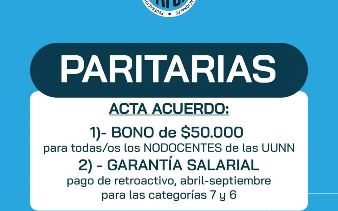 La Asociación del Personal de la Universidad confirmó un Bono de $50.000 para No Docentes de las Universidades Públicas Nacionales