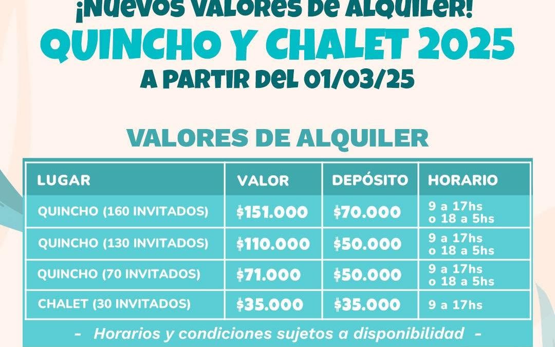 STARPyH Mar del Plata anunció la nueva grilla de valores para el alquiler de su Quincho y Chalet para sus afiliados y afiliadas