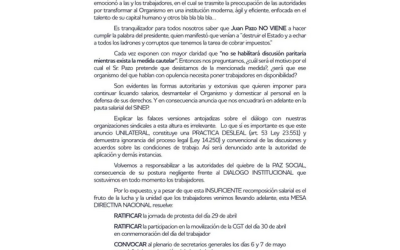 Trabajadores de AEFIP denunciaron «otra medida unilateral a conveniencia de las necesidades políticas del Director Ejecutivo»