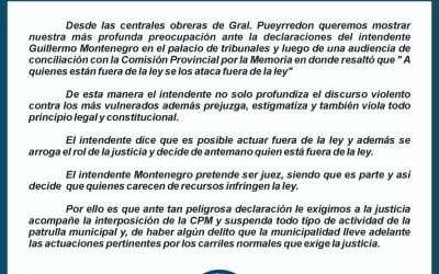 Amplio repudio gremial a las declaraciones de Montenegro: «El Intendente viola todo principio legal y constitucional»