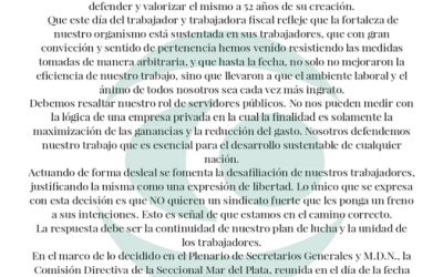 «Los trabajadores impositivos no buscamos el conflicto», comunicado de AEFIP en el 52º aniversario de su Convenio Colectivo de Trabajo