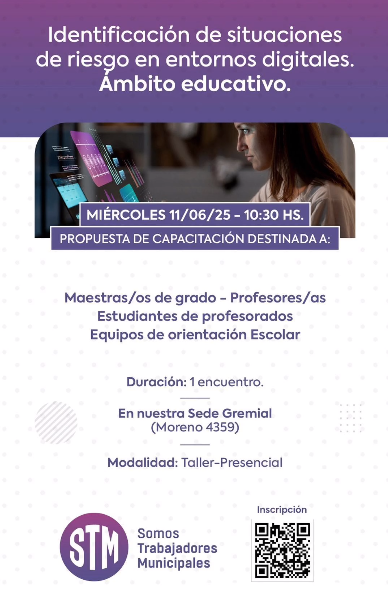 El Sindicato de Trabajadores Municipales lanzó un curso sobre «Identificación de riesgo en entornos digitales en ámbitos educativos»