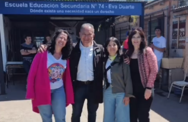 SUTEBA participó del acto en el que la E.E.S. Nº74 recibió el nombre «Eva Duarte»: «Reivindica su lucha y su legado en el pueblo»