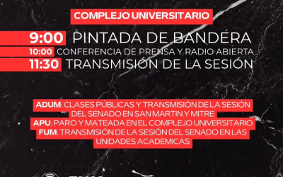 Este Jueves comienza una jornada en apoyo a la Ley de Financiamiento Universitario organizada por ADUM, APU y ATE junto a la FUM