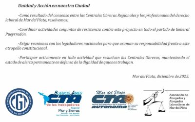 La Asociación de Abogados Laboralistas junto a las centrales obreras expresaron su rechazo a la «Contrarreforma Laboral» del Gobierno