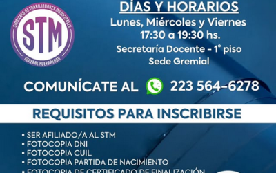 Municipales anunciaron el inicio de la Preinscripción al Fines 2026 bajo la consigna: «Terminá los estudios secundarios en tu Sindicato»