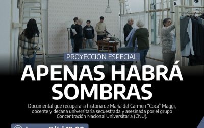 APU invita a la proyección del documental «Apenas habrá sombras» sobre «Coca» Maggi, asesinada por la CNU en Mar del Plata