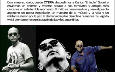 CTERA despidió al «Indio» Solari: «Es para nosotros y para el pueblo argentino un poeta inigualable y un militante eterno por la paz»