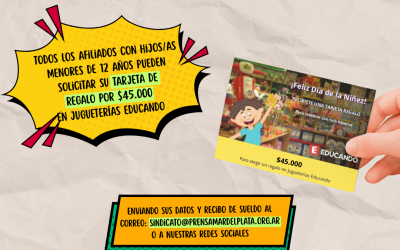 Para el Día de la Niñez, el Sindicato de Prensa de Mar del Plata anunció un acuerdo con Jugueterías Educando para hijos de afiliados