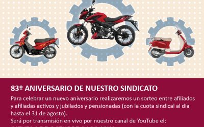 Por su 83º aniversario, el Sindicato Luz y Fuerza Mar del Plata realizará un importante sorteo para afiliados, jubilados y pensionados